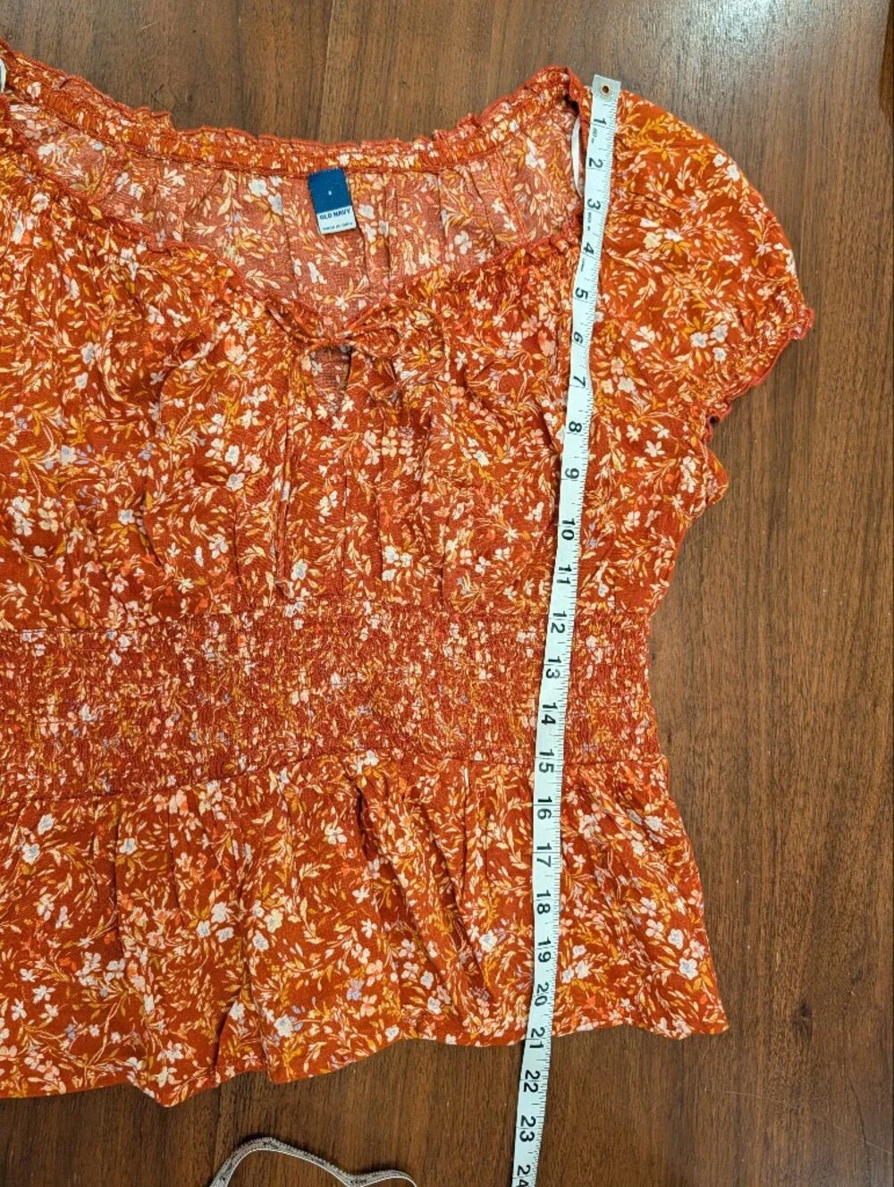 Old Navy Orange Floral Smocked Peplum Blouse - S